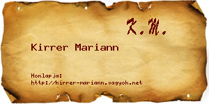 Kirrer Mariann névjegykártya